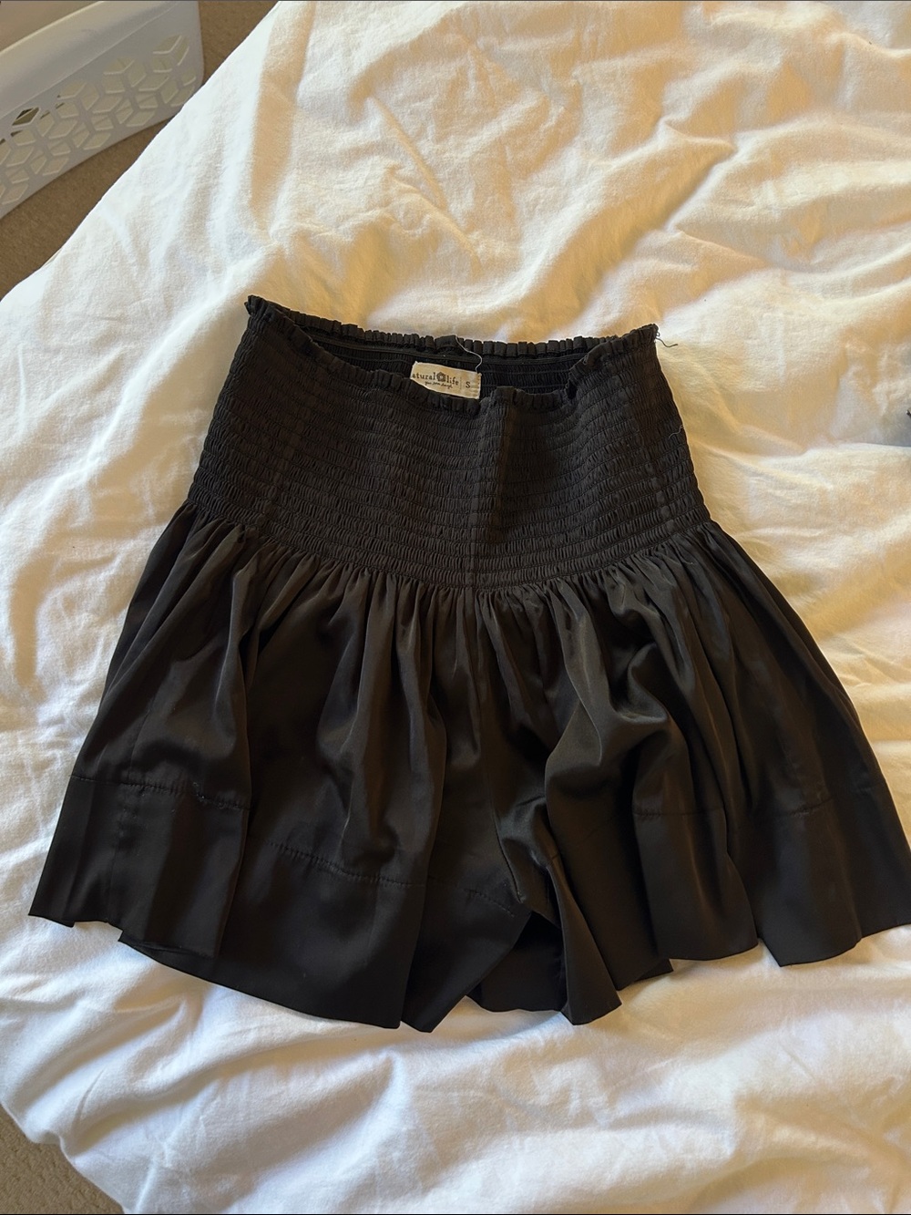 NATURAL LIFE Black Smocked Waist Skirted Shorts